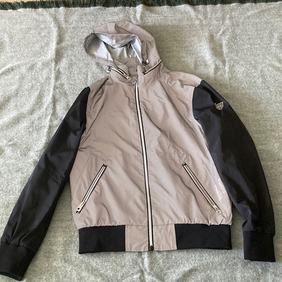 Guess Other - Guess Gray and Black Windbreaker with Standing Collar